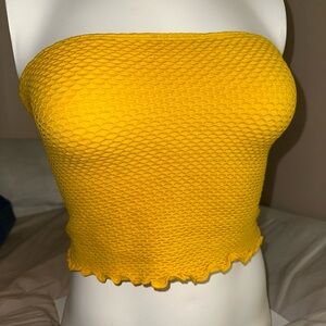 Forever 21 Mustard Textured Crop Top